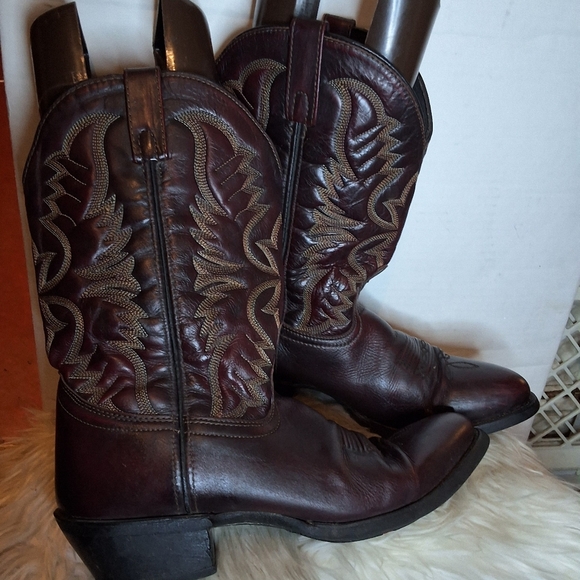 Laredo Brown Cowboy Western Leather Sitched Boots 11.5 D - Picture 2 of 11